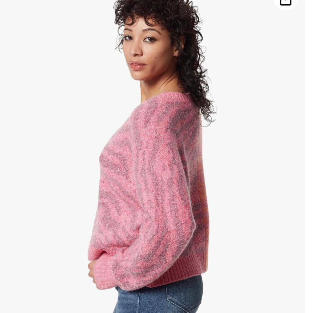NWOT Circus NY Boxy Oversized V-Neck Animal Print Sweater Size S/M Pink Orange - Picture 4 of 16